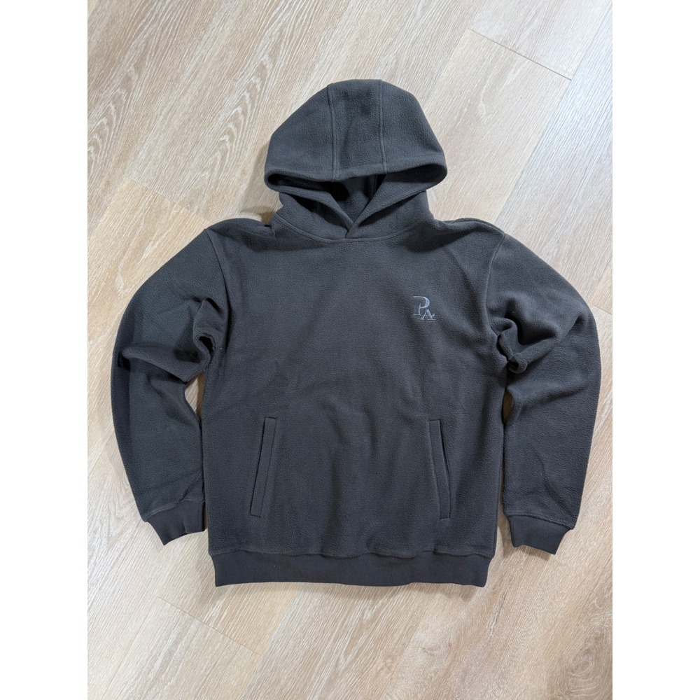 Ptula Embroidered Logo Fleece Hoodie Dark Gray - Size XS